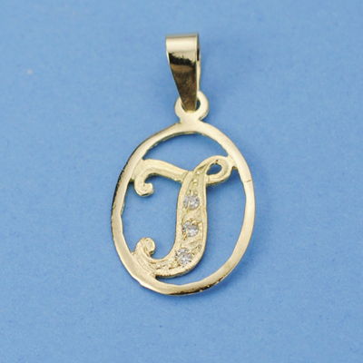 18K COLGANTE LETRA J CON CIRCONITAS