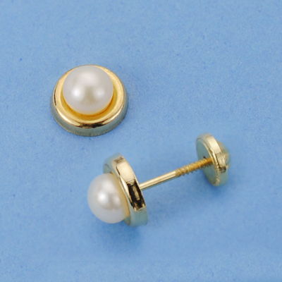 18K PENDIENTES PIEDRA. 6.5 X 6.5 MM.