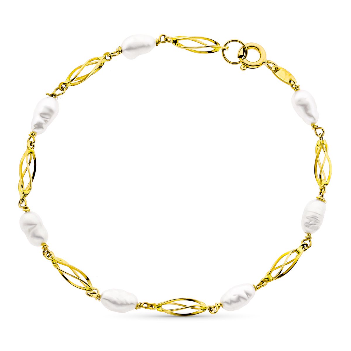 18K PULSERA ORO AMARILLO 19CM PERLA CULTIVADA 5MM