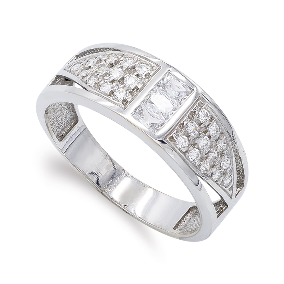 18K SORTIJA ORO BLANCO CON CIRCONITAS