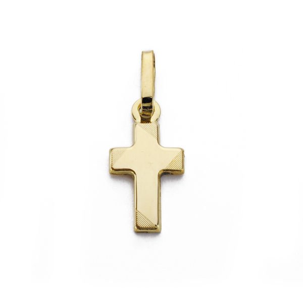 18K CRUZ SIN CRISTO LASER. 15 X 8MM.