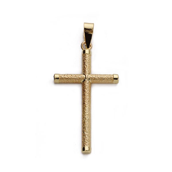 18K CRUZ REDONDA DIAMANTADA. 28 X 15MM.
