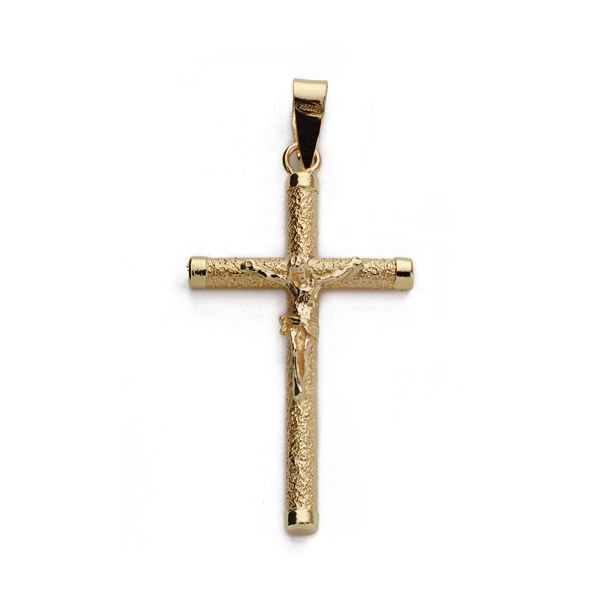 18K CRUZ CRISTO REDONDA DIAMANTADA. 27X16MM