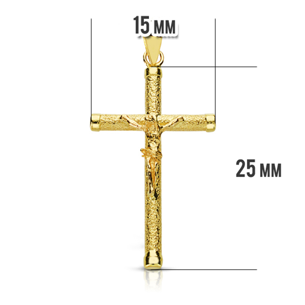 18K CRUZ CRISTO REDONDA DIAMANTADA. 27X16MM - Imagen 2