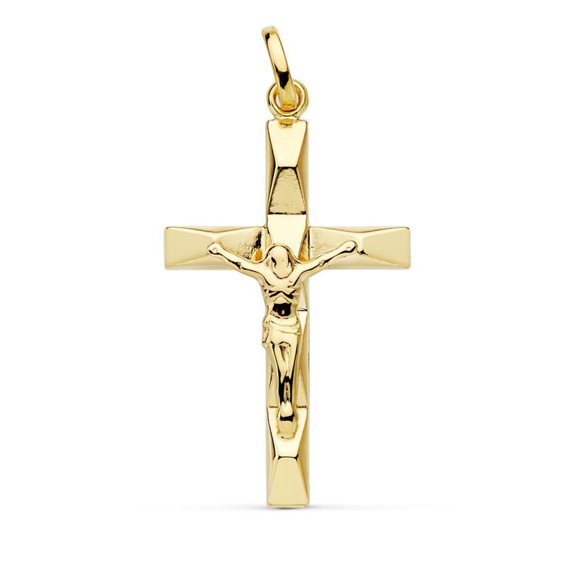 18K CRUZ CRISTO HUECA 28 X 17 MM