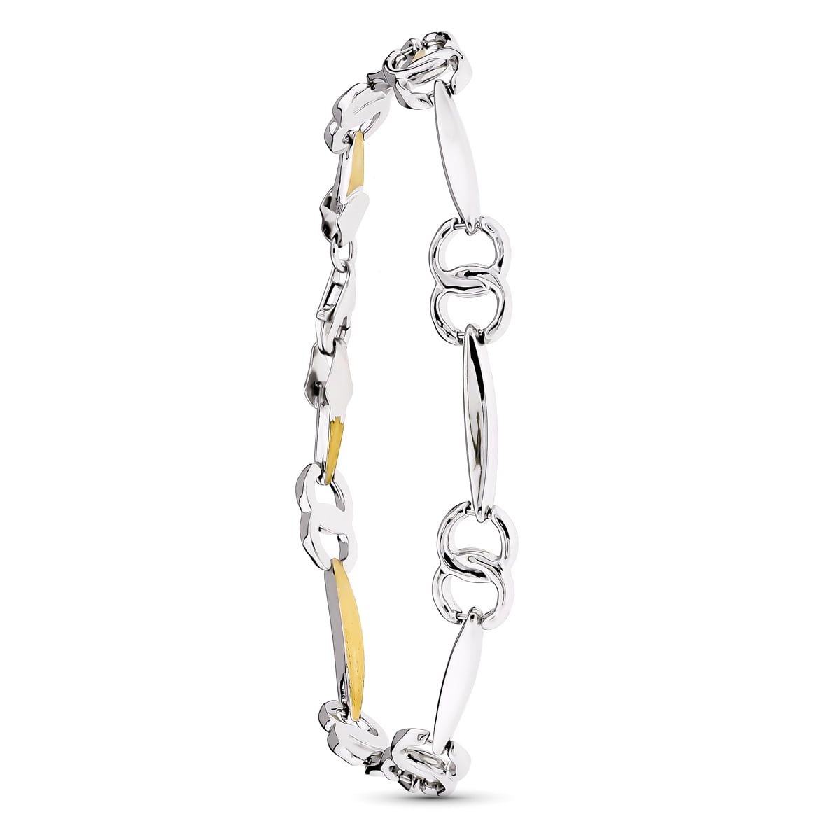 18K PULSERA ESTAMPACION ORO Y PLATA