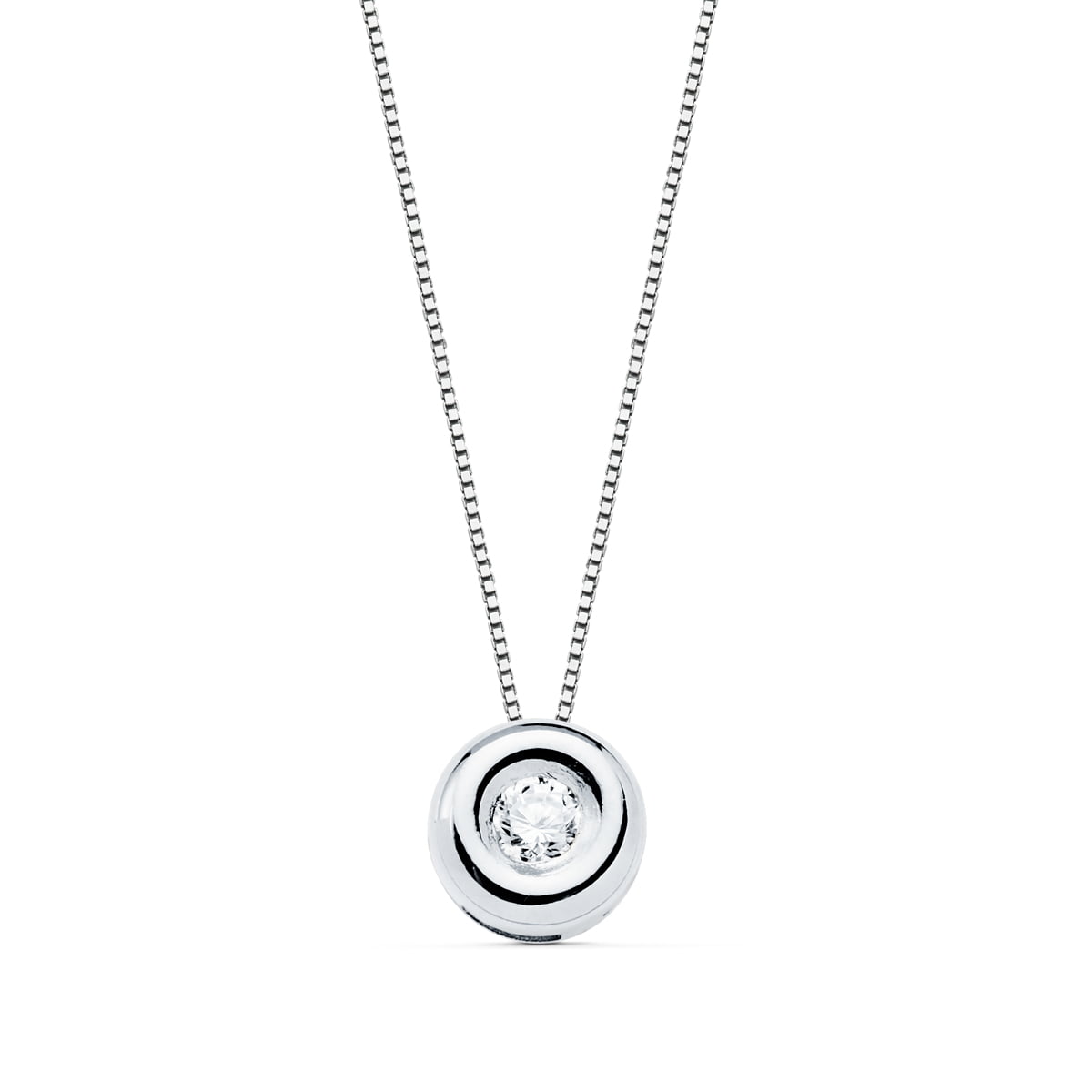 18K GARGANTILLA ORO BLANCO CHATÓN DIAMANTE 0,035 QTES H-I CADENA 42 CM