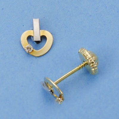 18K PENDIENTES CORAZON. 6 X 5 MM.