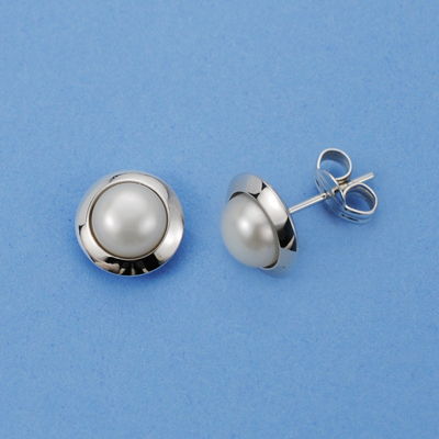 18K PENDIENTES PERLA REDONDO. 9 MM.