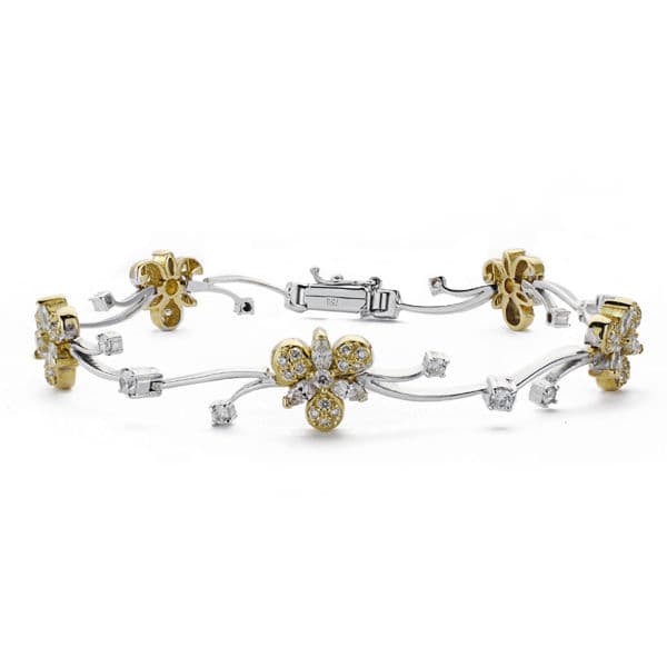 18K PULSERA ORO BICOLOR CIRCONITAS LONGITUD 20CM ANCHO 10 MM