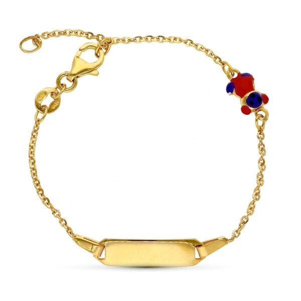 18K PULSERA ESCLAVA ORO AMARILLO OSO ESMALTE 16 CM
