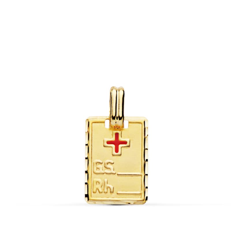 18K PLACA GRUPO SANGUINEO RH PEQUEÑA 16X11 MM