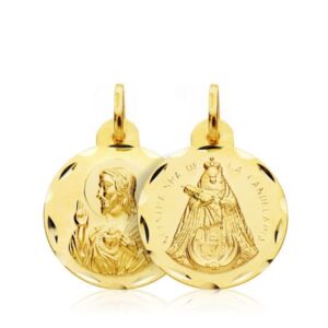 18K ESCAPULARIO CORAZON DE JESUS VIRGEN DE LA CANDELARIA 18 MM
