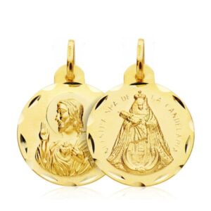18K ESCAPULARIO CORAZON DE JESUS VIRGEN DE LA CANDELARIA 20 MM