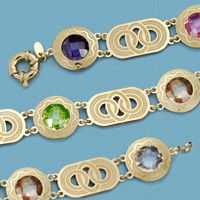 18K PULSERA LASER PIEDRAS COLOR. 18,50 GRS.