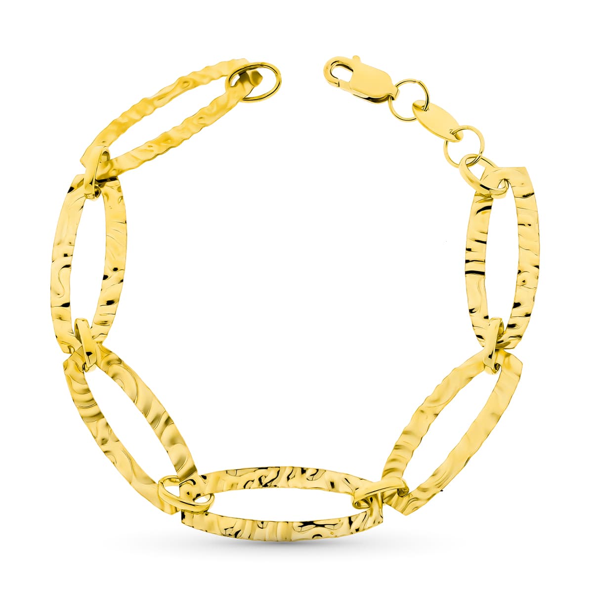 18K PULSERA ORO AMARILLO ESLABONES LABRADOS 20 CM