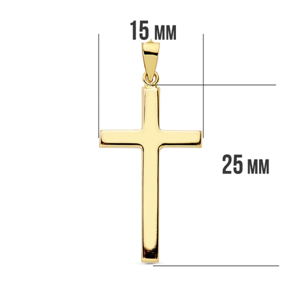 18K CRUZ LISA PALO RECTANGULAR. 27X15 MM - Imagen 2