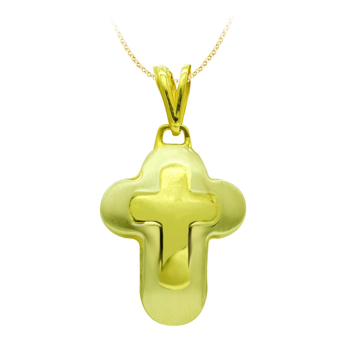 18K CRUZ ORO BICOLOR HUECA 25X18 MM