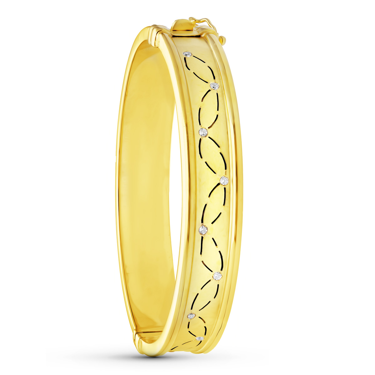 18K PULSERA ORO AMARILLO RIGIDA CIRCONITAS 12 MM