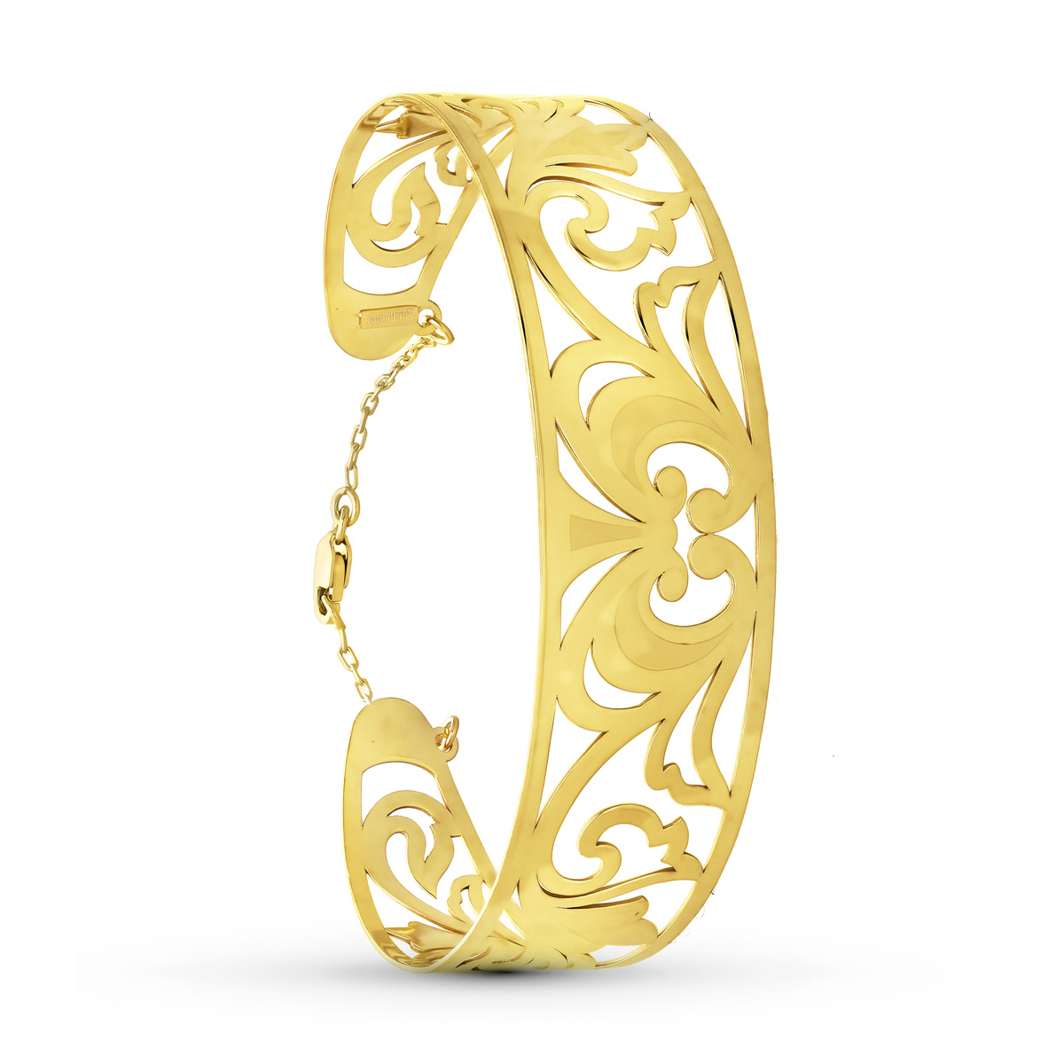 18K PULSERA RIGIDA ORO AMARILO CALADA MATE BRILLO