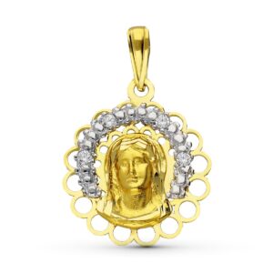 18K MEDALLA ORO BICOLOR VIRGEN NIÑA 19X17 MM