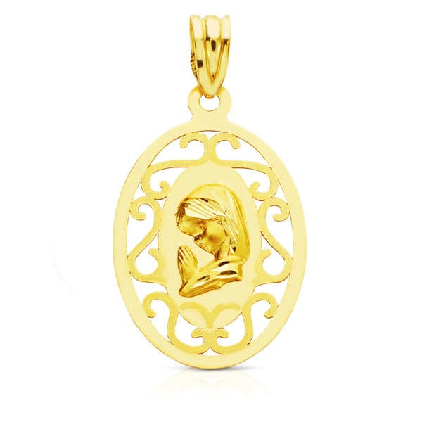 18K MEDALLA VIRGEN NIÑA 27X17 MM