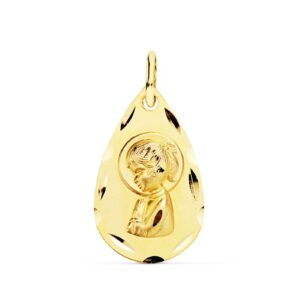 18K MEDALLA VIRGEN NIÑA LAGRIMA 19X11 MM