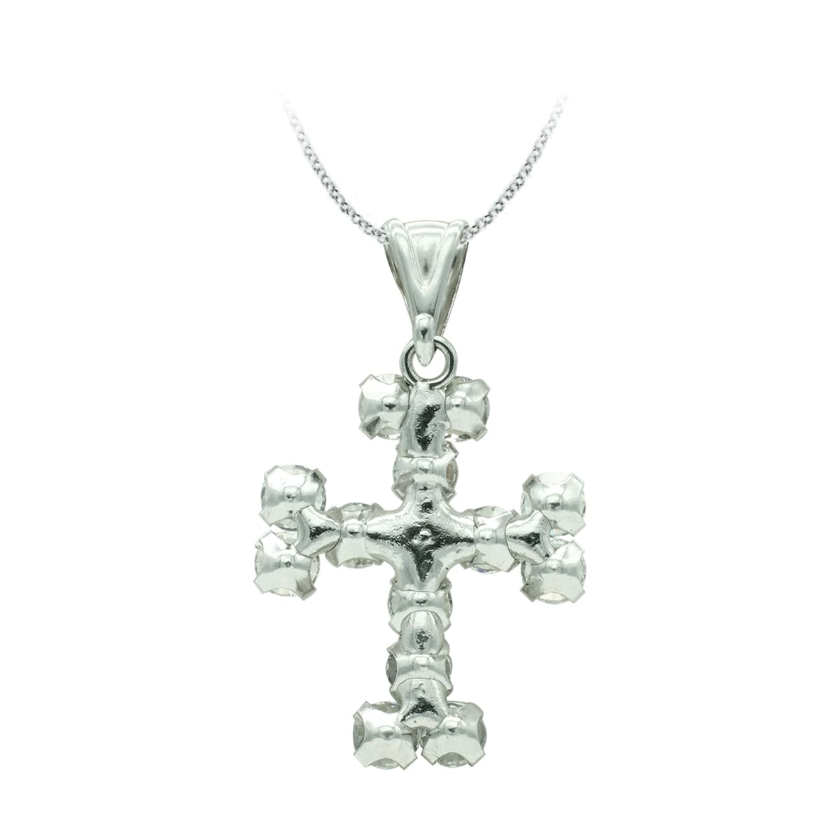 18K CRUZ ORO BLANCO CON CIRCONITAS 20X15 MM