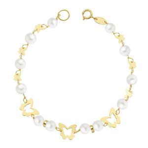 18K PULSERA COMUNION PERLA 5.5 MM 17 CM