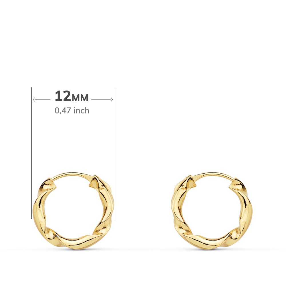 18K AROS ORO AMARILLO HUECOS RETORCIDOS. 12X2 MM - Imagen 2