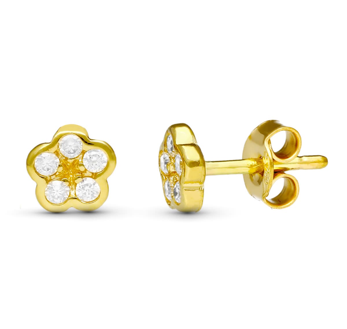 18K PENDIENTES ORO AMARILLO FLOR 6X6 MM