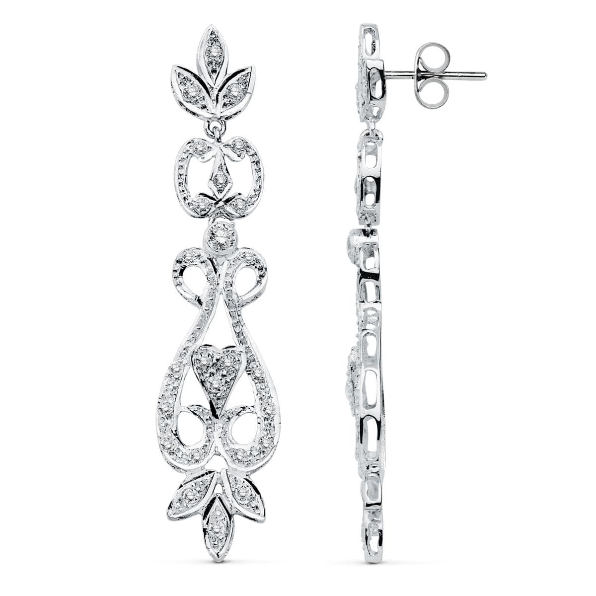 18K PENDIENTES ORO BLANCO CIRCONITAS PRESION