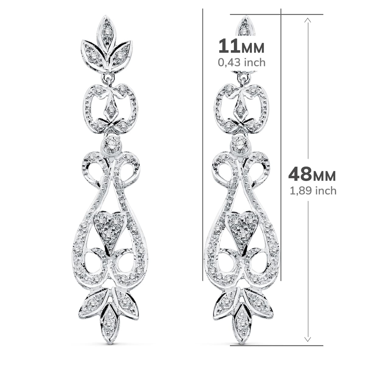 18K PENDIENTES ORO BLANCO CIRCONITAS PRESION - Imagen 2