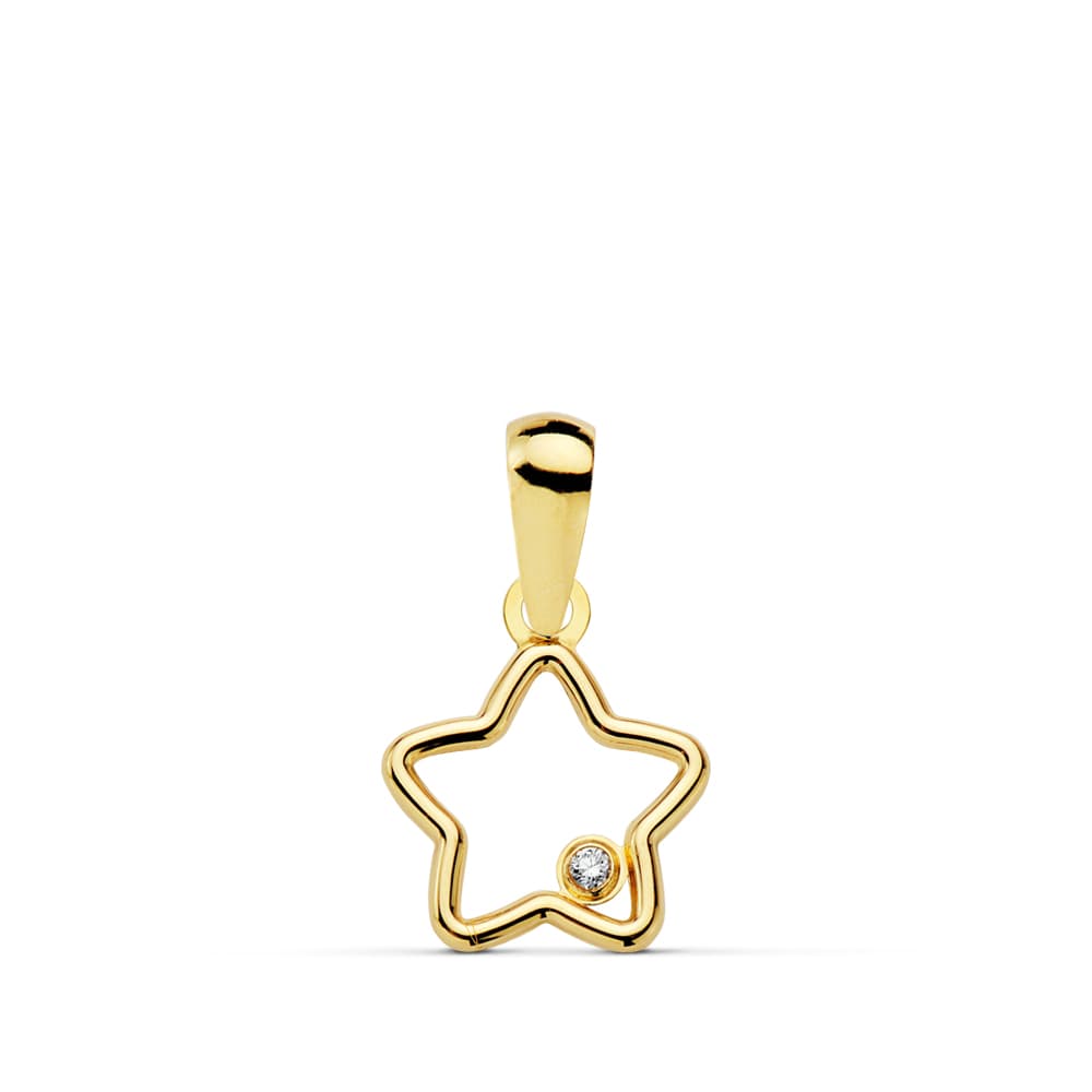 18K COLGANTE ESTRELLA CIRCONITA 9X9 MM