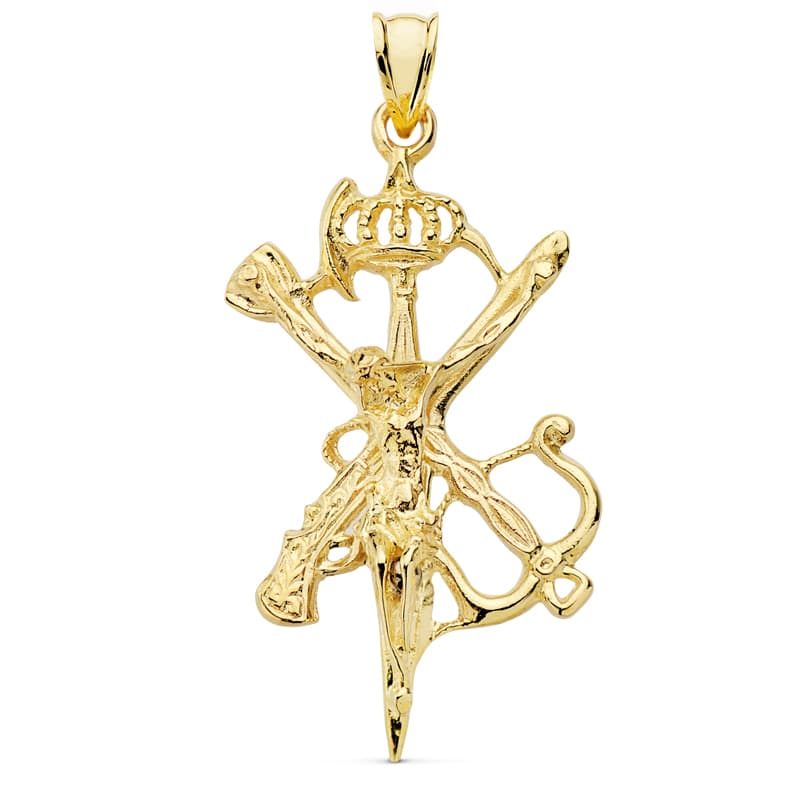 18K CRUZ LEGIONARIO GRANDE CON CORONA 45X30 MM