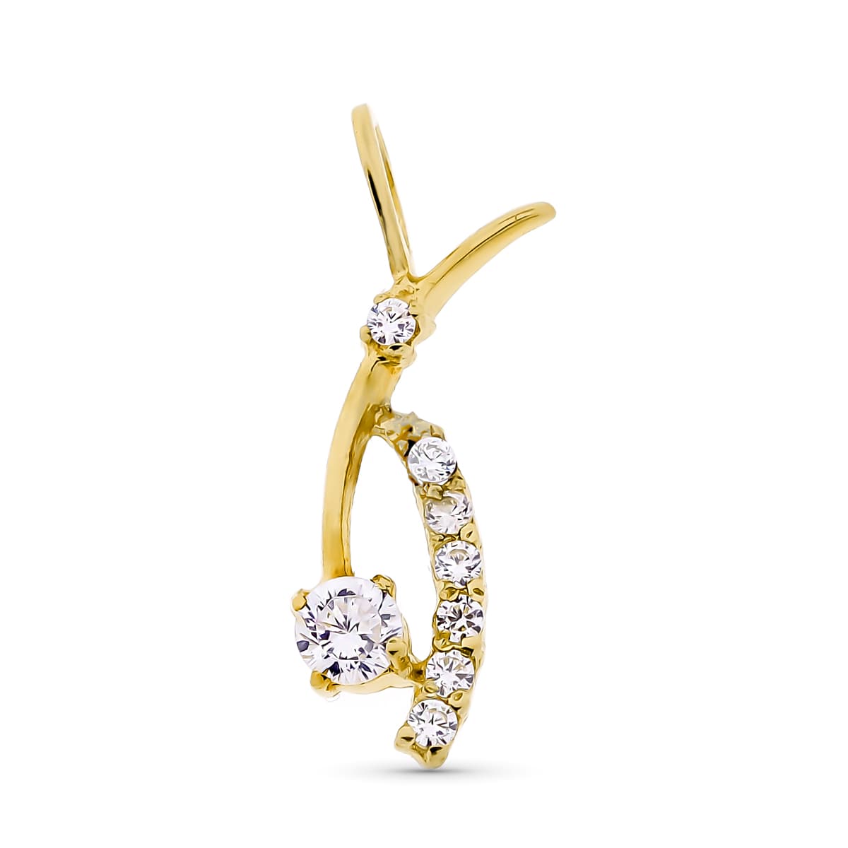 18K COLGANTE ORO BLANCO JUEGO NOVIA CIRCONITAS 15X8 MM