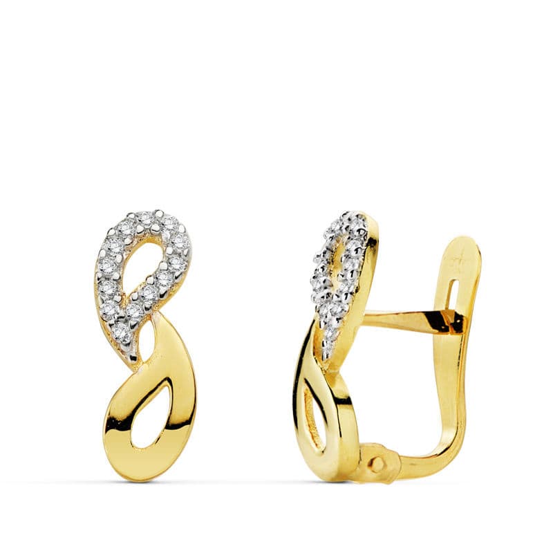 18K PENDIENTES CIRCONITAS BICOLOR 13X5 MM