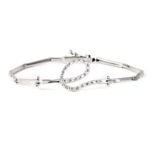 18K PULSERA ORO BLANCO ESLABONES CON CIRCONITAS