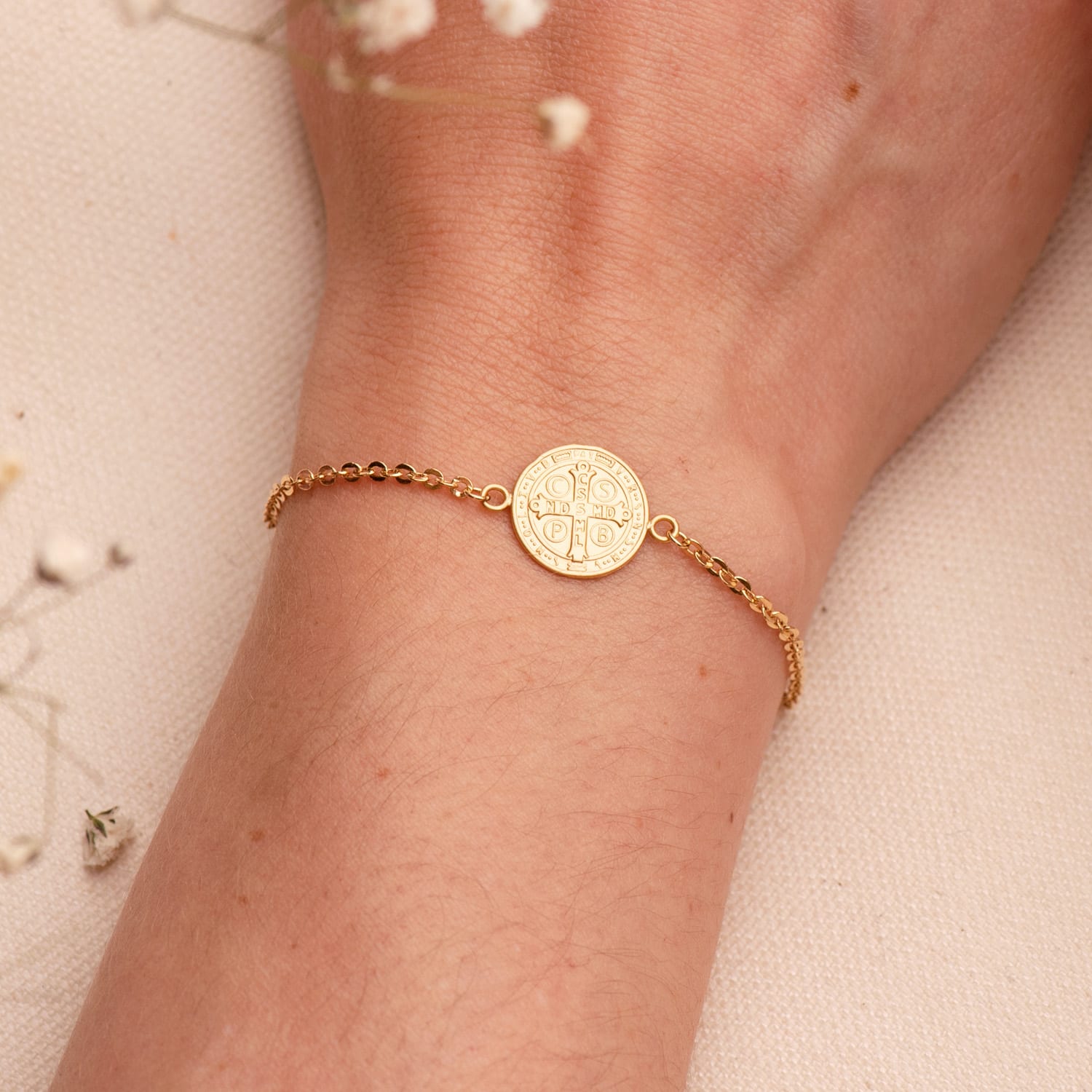 18K PULSERA ORO AMARILLO CON MEDALLA ORO AMARILLO SAN BENITO 12 MM. LARGO: 18+2 CM - Imagen 3