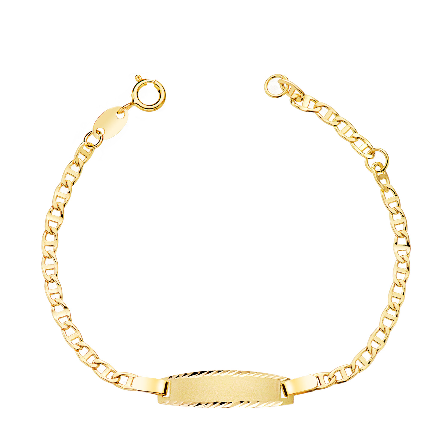 18K ESCLAVA ORO AMARILLO ANCLA 12,5 2 CM. CHAPA TALLADA 19X5 MM