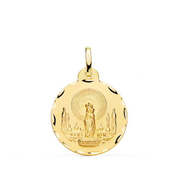 18K MEDALLA VIRGEN DEL PILAR TALLADA 20 MM