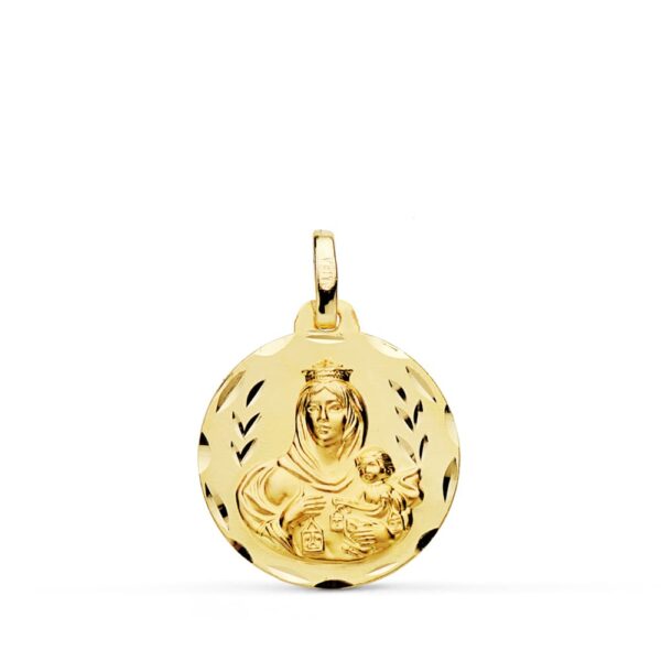 18K MEDALLA TALLADA VIRGEN DEL CARMEN 18 MM