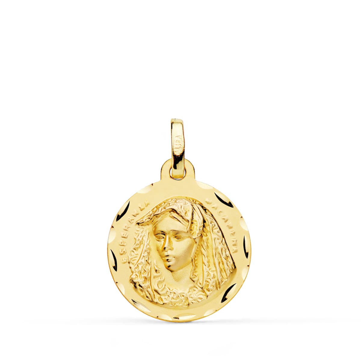 9K MEDALLA VIRGEN MACARENA TALLADA 18 MM