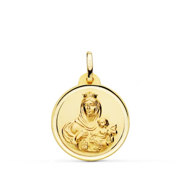 18K MEDALLA VIRGEN DEL CARMEN BISEL 20 MM