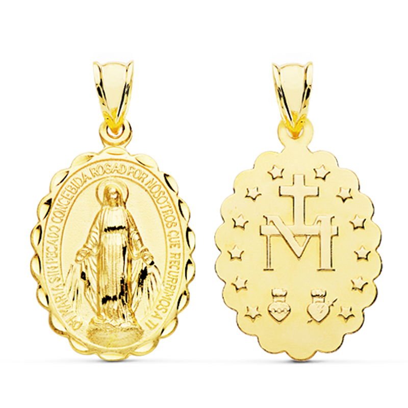 18K VIRGEN MILAGROSA. 27 X 18 MM. 3.50 GRS.@