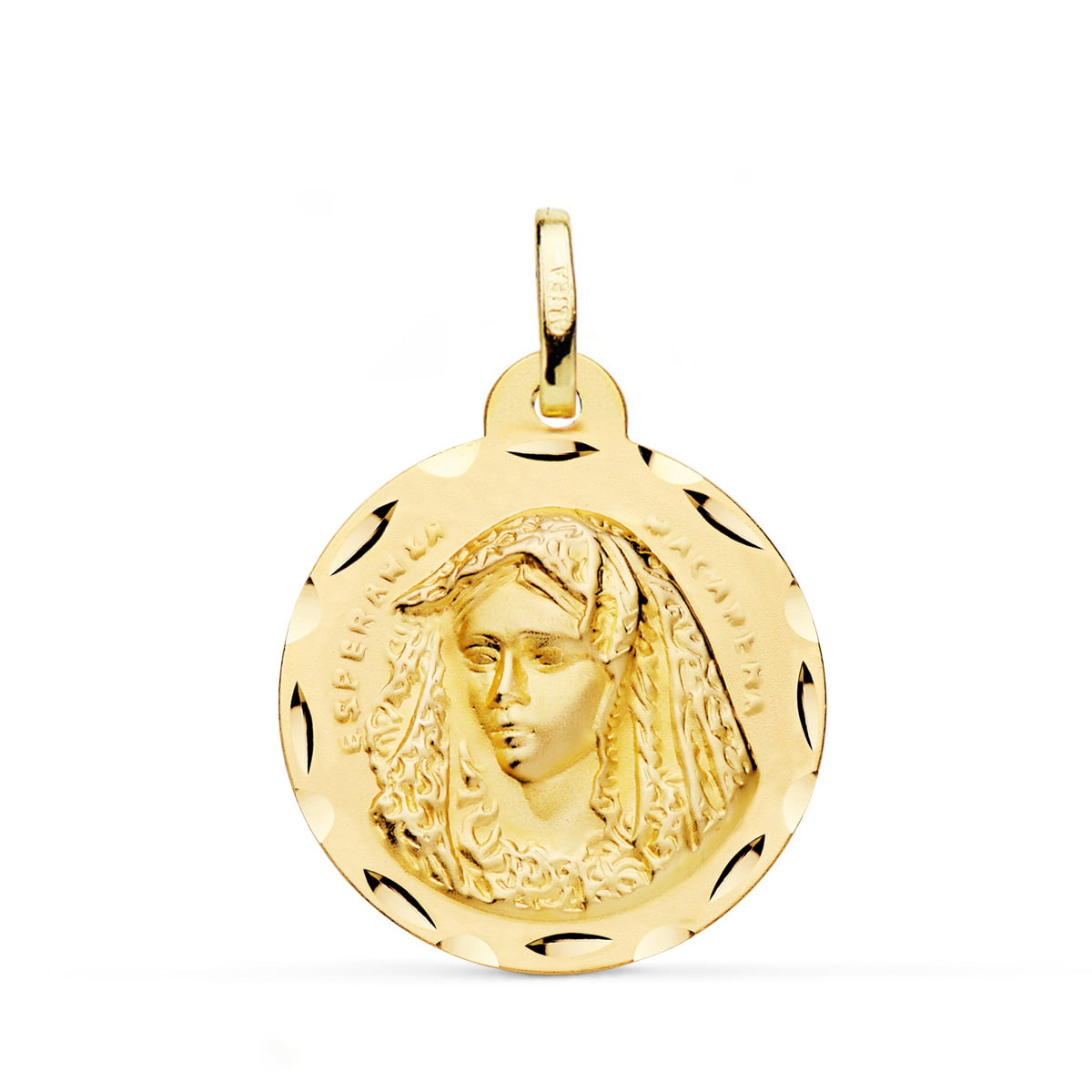 18K MEDALLA VIRGEN MACARENA TALLADA 24 MM.