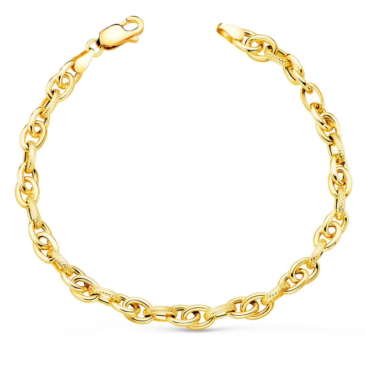18K PULSERA ORO AMARILLO ESLABONES HUECOS. ANCHO: 5 MM LARGO: 20 CM
