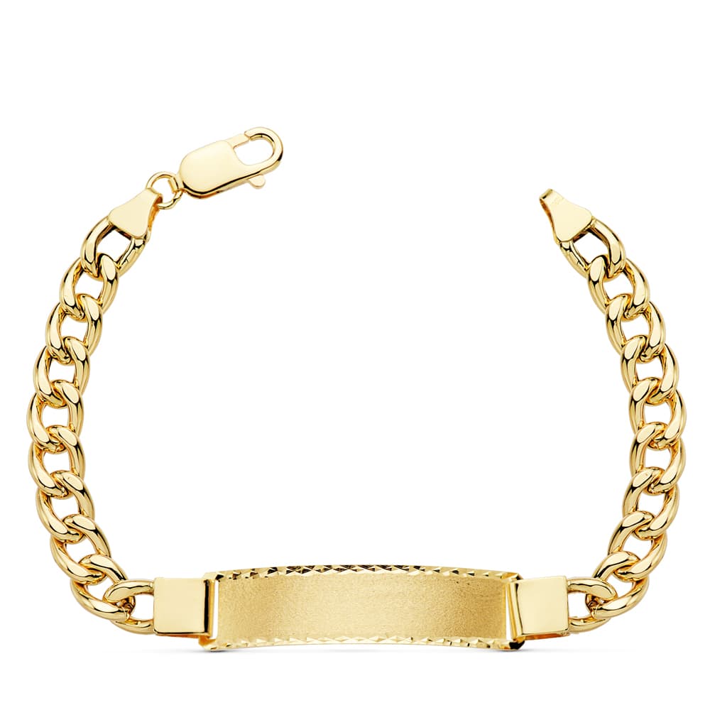 18K PULSERA ESCLAVA ORO AMARILLO BARBADA HUECA ANCHO: 7MM. LARGO: 21,5 CM. CHAPA: 42X10MM