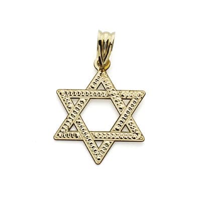 18K COLGANTE ESTRELLA DE DAVID 23X18 MM TALLADA