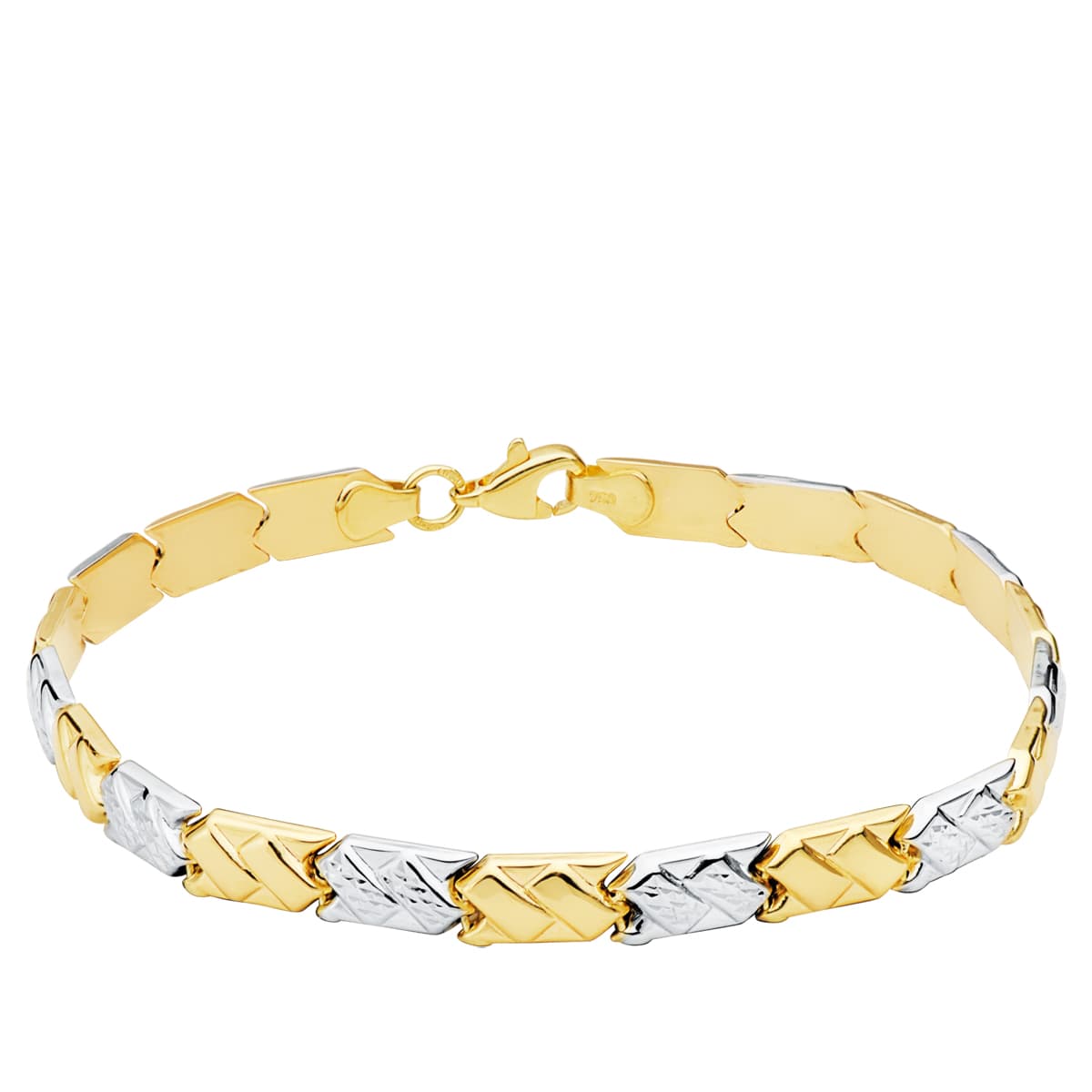 18K PULSERA BICOLOR ESTAMPACION 19 CM